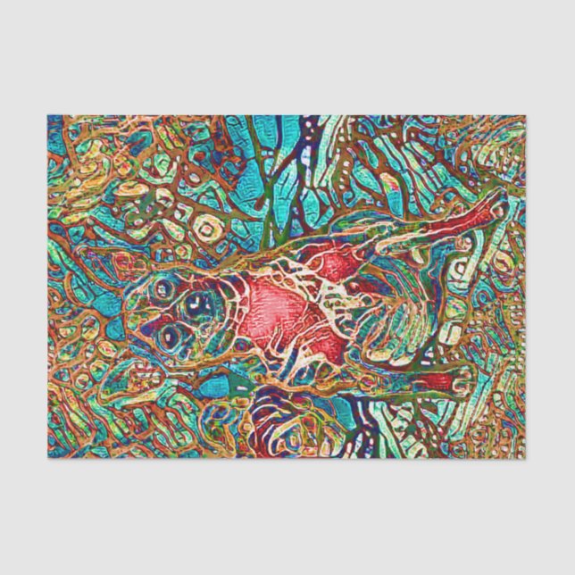 Papel De Seda Retrato de perro sicodélico de arte chihuahua (Anverso)