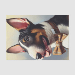 Papel De Seda Retrato de pintura de Bull Terrier de época