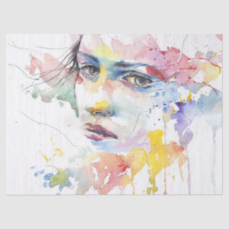 Papel De Seda Retrato de pintura de color de rostro de mujer