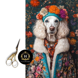 Papel De Seda Retrato de Poodle Francés Boho Decoupage