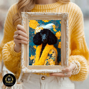 Papel De Seda Retrato de Poodle Negro Estándar Amarillo Decoupag
