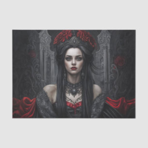 Papel De Seda Retrato de reina gótica decoupage   vampiro oscuro