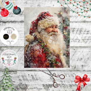 Papel De Seda Retrato de Santa Claus de invierno decoupage 
