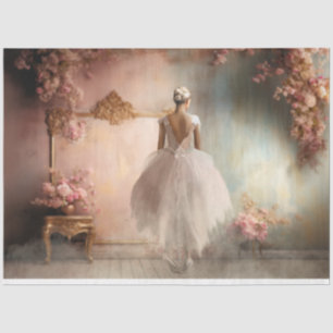Papel De Seda Retrato de Shabby Chic Ballerina y Decoración Flor