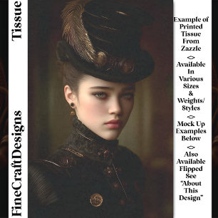 Papel De Seda Retrato de Steampunk en negro y oro DN8R Decoupage