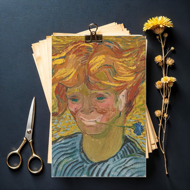 Papel De Seda Retrato de un joven con Cornflower, Van Gogh (Subido por el creador)