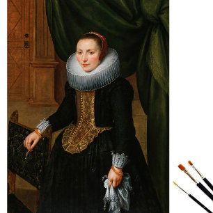 Papel De Seda Retrato de una dama elegante, de pie junto a una s