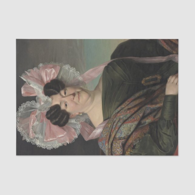 Papel De Seda Retrato de una dama por Jan Adam Kruseman (Anverso)