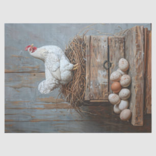 Papel De Seda Retrato de una gallina con huevos Decoupage