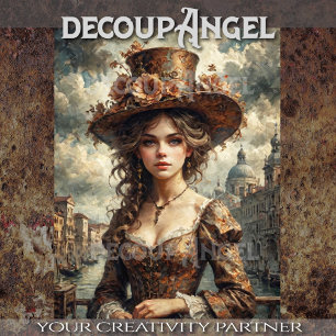 Papel De Seda Retrato de una mujer en Venecia - Decoupage -