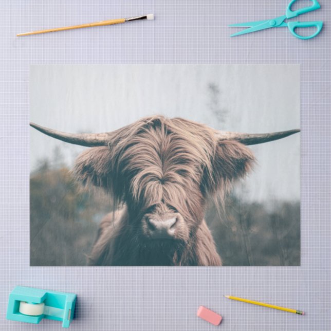 Papel De Seda Retrato de vaca Highland (Artesanía)