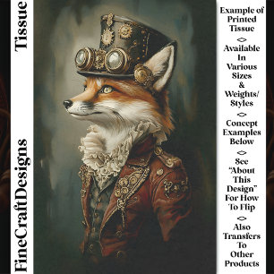 Papel De Seda Retrato de zorro steampunk victoriano CJ7 decoupag