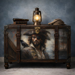 Papel De Seda Retrato del Capitán Pirata Decoupage