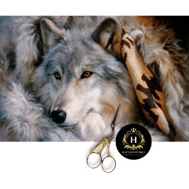 Papel De Seda Retrato del Lobo Gris de la Cabaña Helada