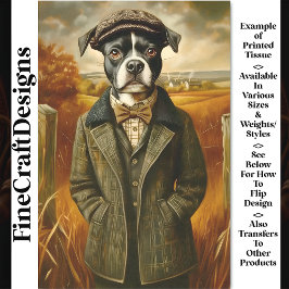 Papel De Seda Retrato Del Terrier De Boston En La Decoración Del