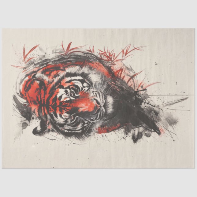 Papel De Seda Retrato del tigre de Bengala (Anverso)