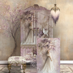 Papel De Seda Retrato elegante de floración de lila Romance rúst