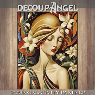 Papel De Seda Retrato en Art Deco - Naranja - Desnudo -