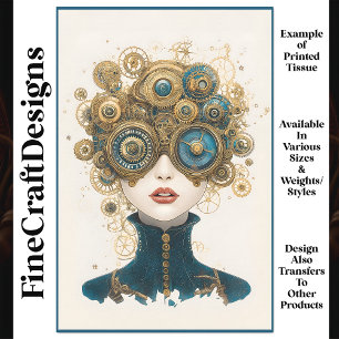 Papel De Seda Retrato Femenino Chic Steampunk N8 Decoupage