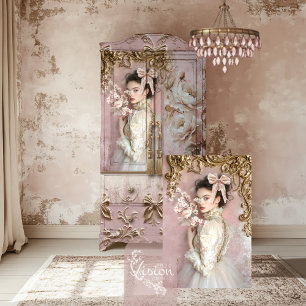 Papel De Seda Retrato Floral de Ave Barroco Romántico Coquette