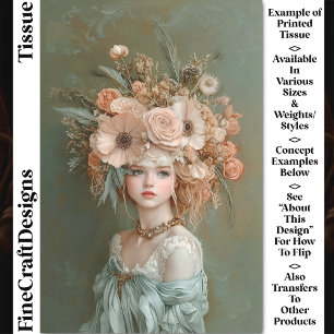 Papel De Seda Retrato floral de Shabby Chic, desenlace CN1 de Pe