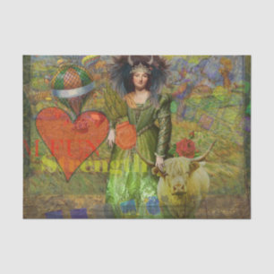 Papel De Seda Retrato gótico de mujer clásica Tauro vintage