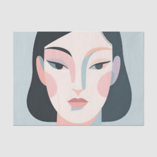 Papel De Seda Retrato minimalista geométrico abstracto de mujer