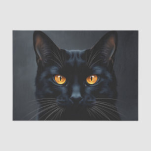 Papel De Seda Retrato negro de gato con ojos amarillos