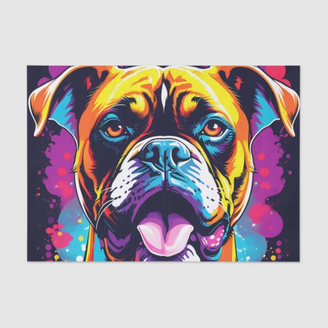 Papel De Seda Retrato pop de perro de Boxer (Anverso)