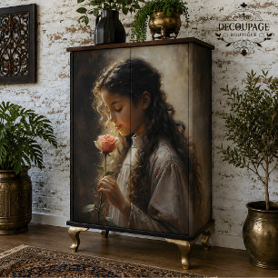 Papel De Seda Retrato Romántico Victoriano y Decoupage de Rosas