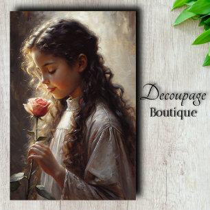 Papel De Seda Retrato Romántico Victoriano y Decoupage de Rosas