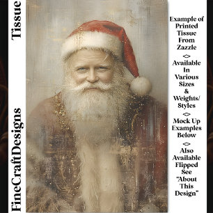 Papel De Seda Retrato rústico vintage de Papá Noel DZ1R decoupag