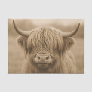 Papel De Seda Retrato Sepia de Vaca de las Tierras Altas