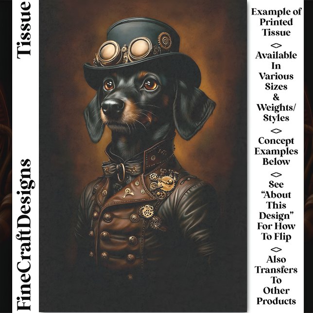 Papel De Seda Retrato Steampunk Dachshund Wiener CR5 Decoupage (Subido por el creador)