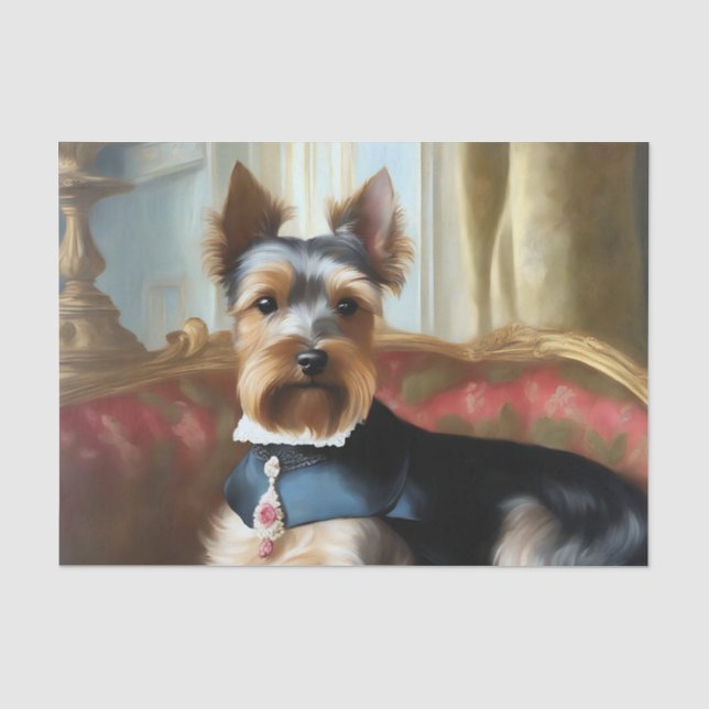 Papel De Seda Retrato Terrier de Yorkshire Elegante (Anverso)