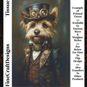 Papel De Seda Retrato victoriano Steampunk Yorkie CJ1 Decoupage