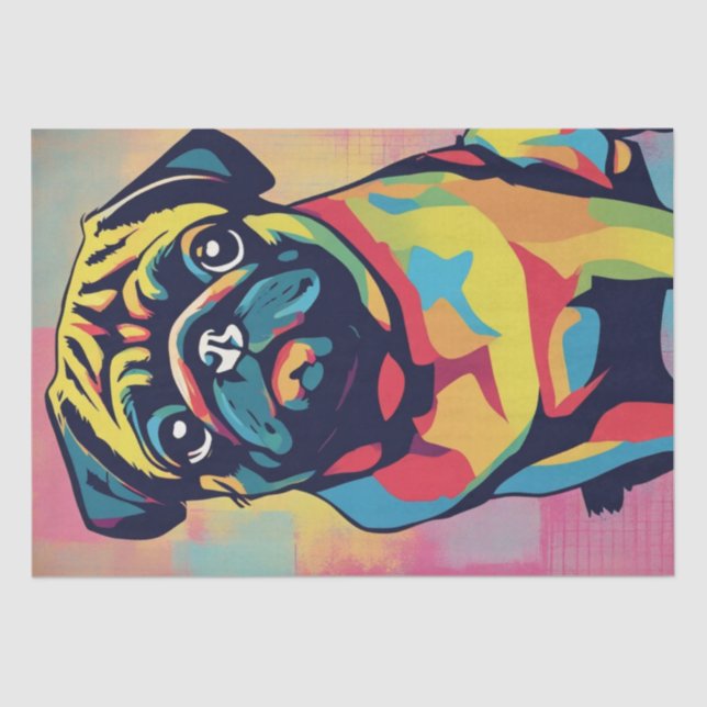 Papel De Seda Retratos de pop Art Pug: Un deslumbramiento (Anverso)