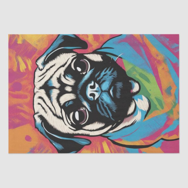 Papel De Seda Retratos de pop Art Pug: Un deslumbramiento (Anverso)