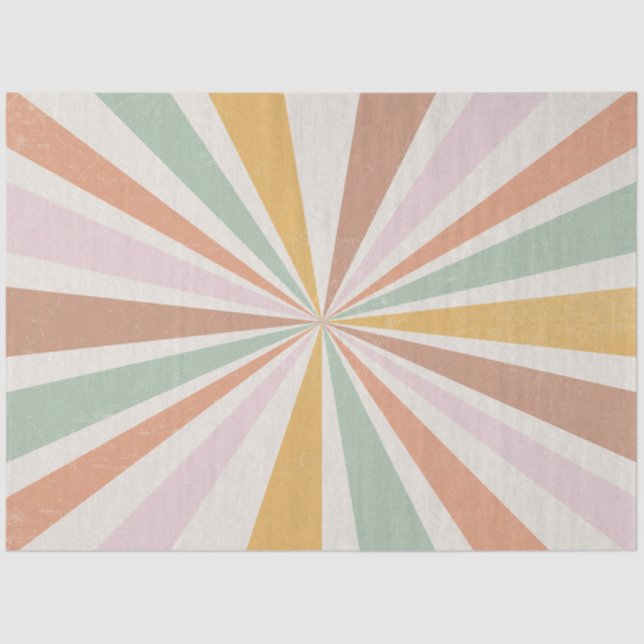 Papel De Seda Retro 60 años 70 Sunburst Striped Pink Mint Gold (Anverso)