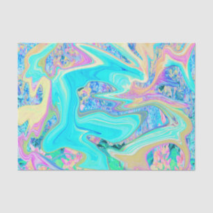 Papel De Seda Retro Aqua Blue Liquid Art sobre Hydrangeas abstra