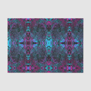 Papel De Seda Retro Aqua Magenta y Black Abstract Swirl