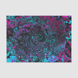 Papel De Seda Retro Aqua Magenta y Black Abstract Swirl