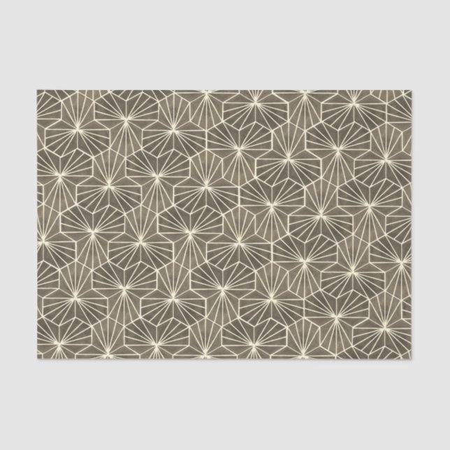Papel De Seda Retro Art Deco Beige Brown Geometric Pattern (Anverso)