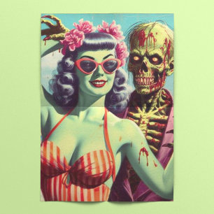 Papel De Seda Retro Beach Zombie Pin Up