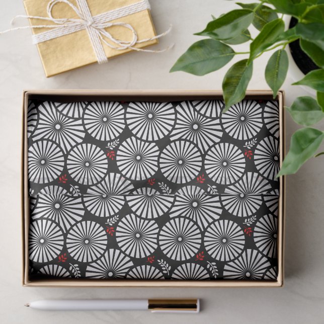 Papel De Seda Retro black white flowers Tie (Regalo )