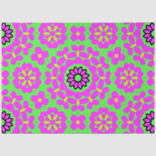Papel De Seda Retro Boho Purple & Lime Green Floral Decoración