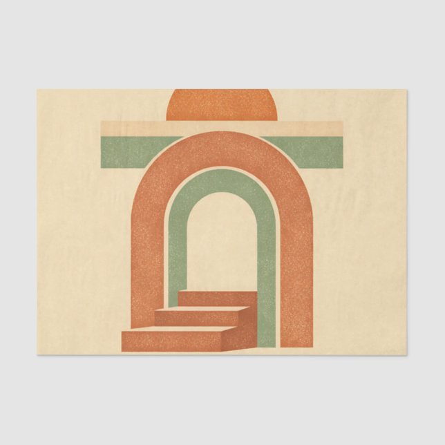 Papel De Seda Retro Boho Rainbow Arch Minimalist Design (Anverso)