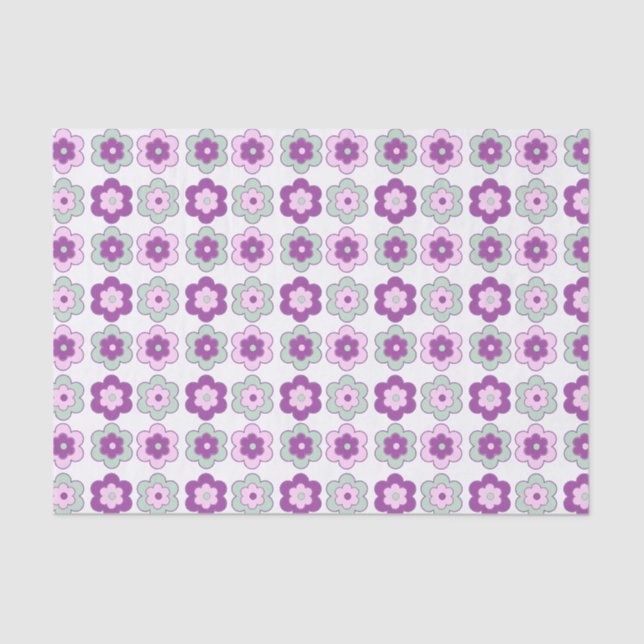 Papel De Seda Retro Bubble Flowers (purple and green) Pattern (Anverso)