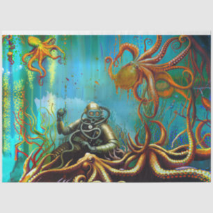 Papel De Seda Retro Buceo con tubo de buceo Metalizado Demanda O