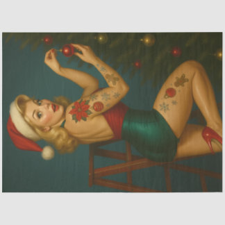 Papel De Seda Retro Christmas Ornament Pin-Up Decoupage